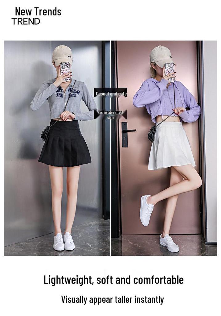 2024 Women's Korean Style Casual White Running Shoes - Autumn/Winter Trendy Flat Sole