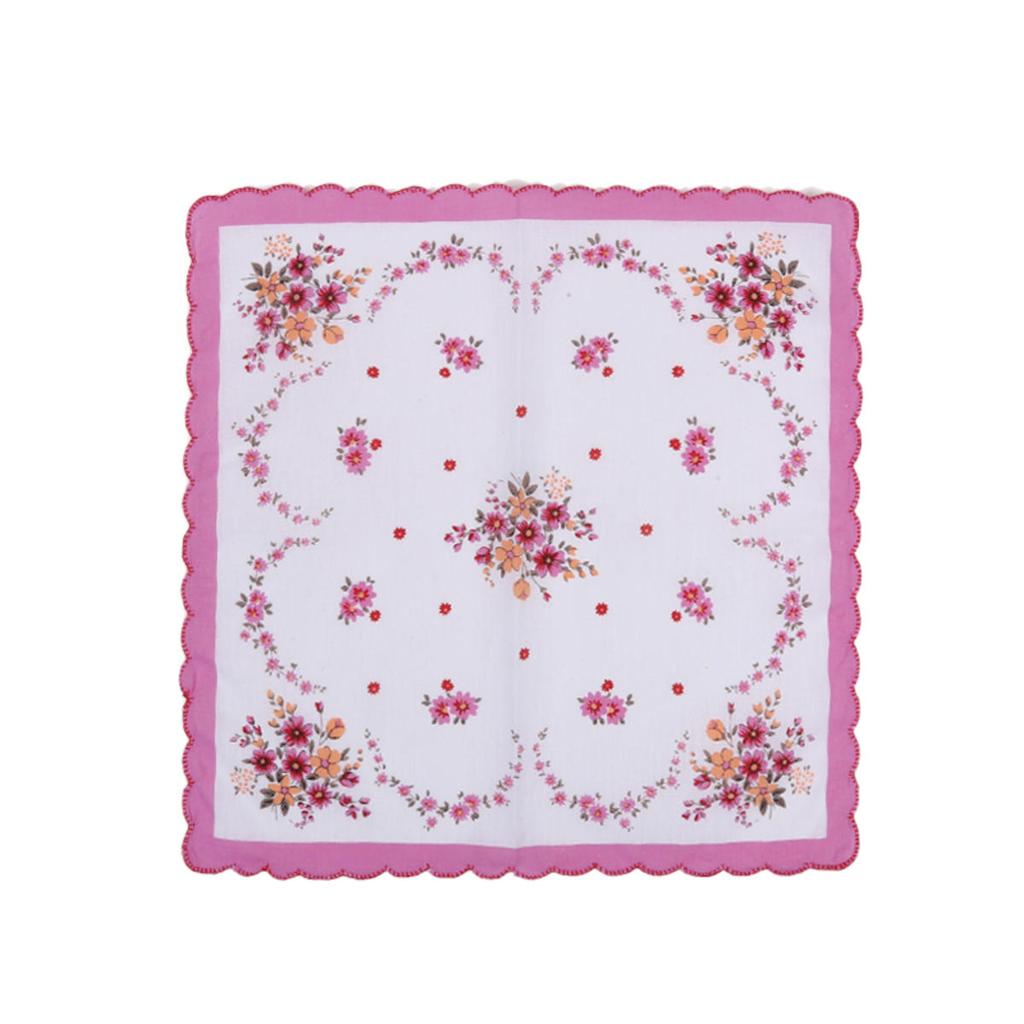3ks Květinové kapesníkové ručníky 30*29cm Elegantní Vintage Klasické Bavlněné Hanky ​​Letní Přenosné Dámské Ručníky