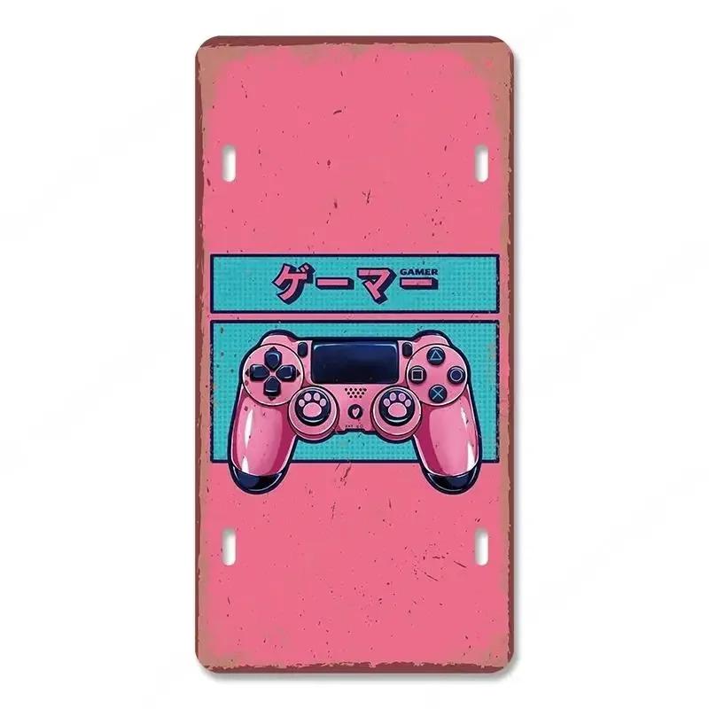 Vintage Video Game License Plate Metal Sign Playstation Gamer Metal Tin Poster For Boys Play Room Workshop Home Wall Art Decor