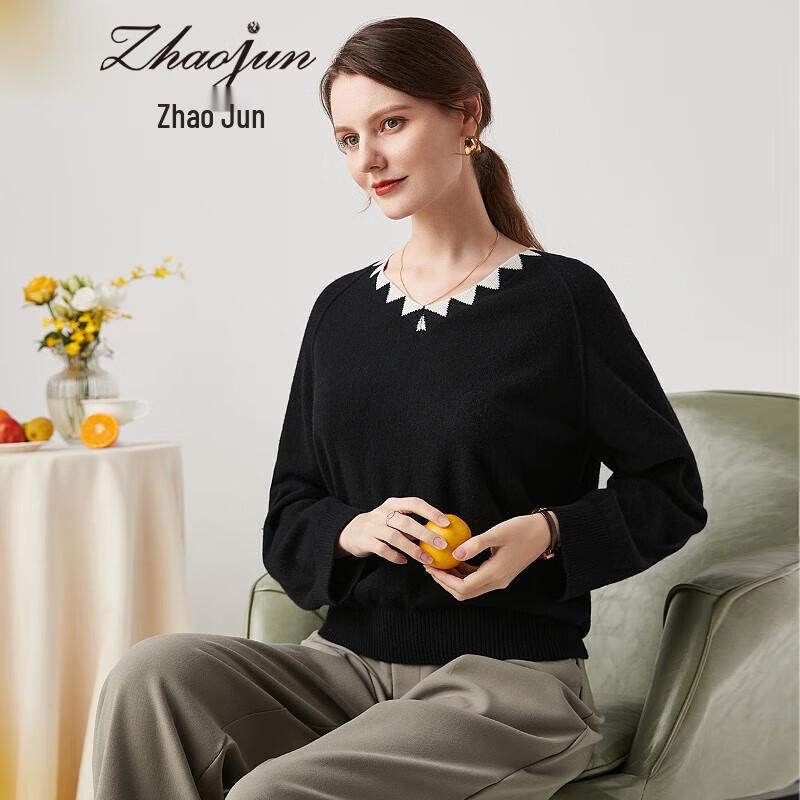 

Женский кашемировый свитер в стиле ретро с V-образным вырезом L