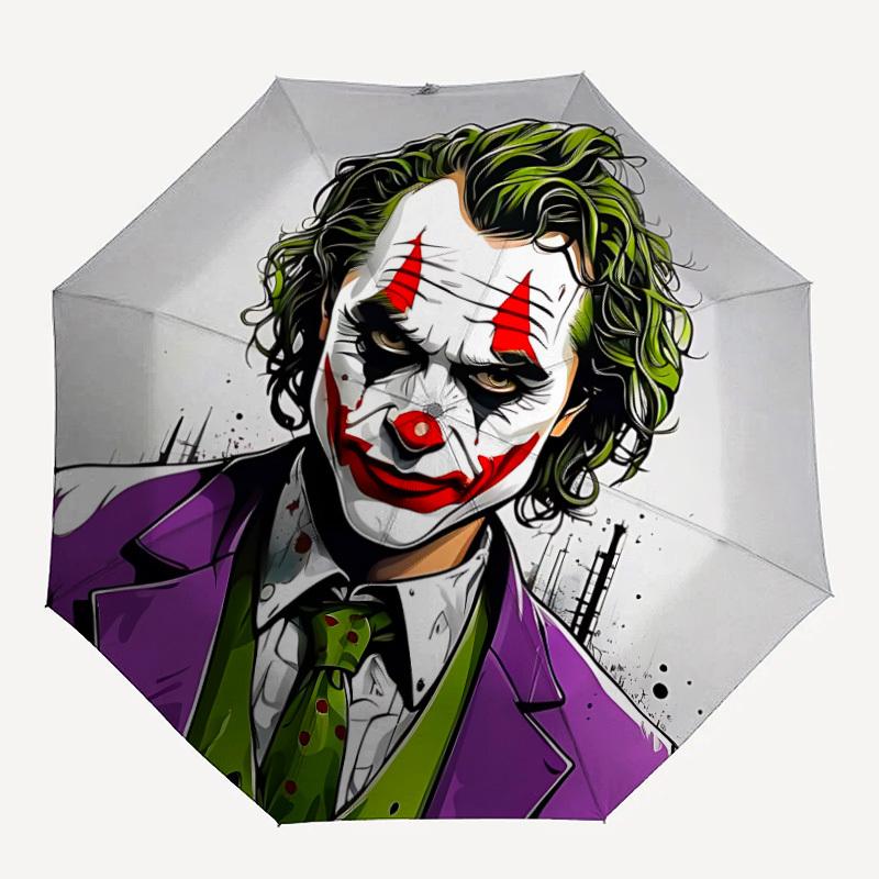

1pc Joker Clown Automatic Folding Umbrella - Compact 8-Rib Design,Festive Gift for Friends & Family, Compact Umbrella 21119