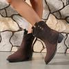 Fashion Fashion Metal Rivet Decoration Suede Western Cowboy Boots Sexy Pointed Toe Medium Heel Riding Boots Music Festival Outdoor Shoes