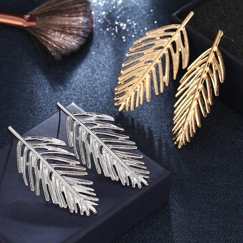Oversize Leaves Earrings for Women Bijoux Bohemian Fashion Stud Earring Statement Jewelry Party