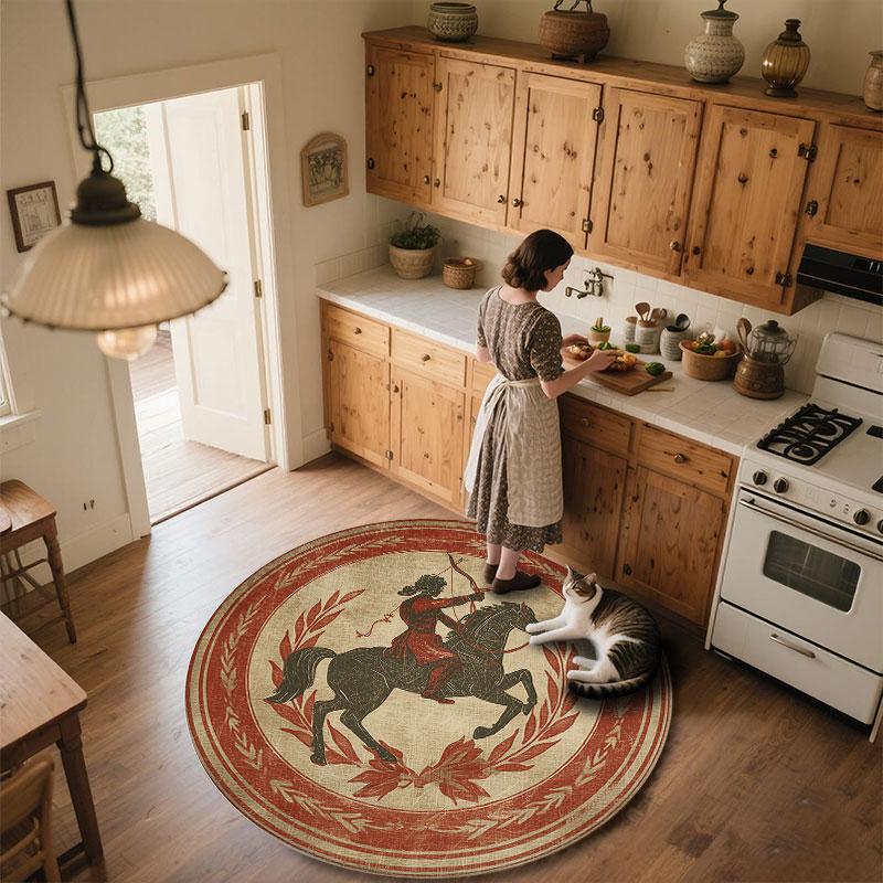 Ancient Greek Art pattern round rug,Carpet Rug for Living Room Bedroom Playroom ,Non-slip Floor Mat,Holiday Gifts and Birthday Gifts.
