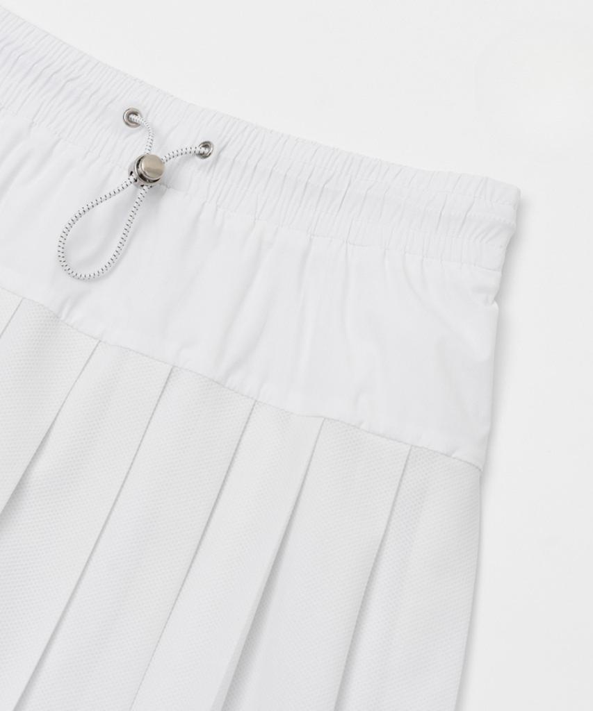 SLOUPLAY Mesh Pleated Skirt (White)