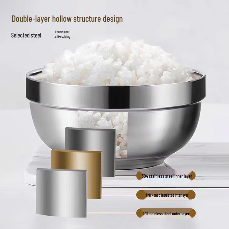 Qianshen 304 Stainless Steel Double-Layer Insulated Bowl