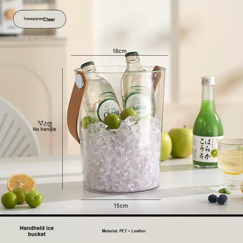 Household Plastic Drink Ice Bucket Hand Raise Appearance Beer Bucket Ice Cooling Water Bucket Large Size Simple Ice Block Storage Bucket