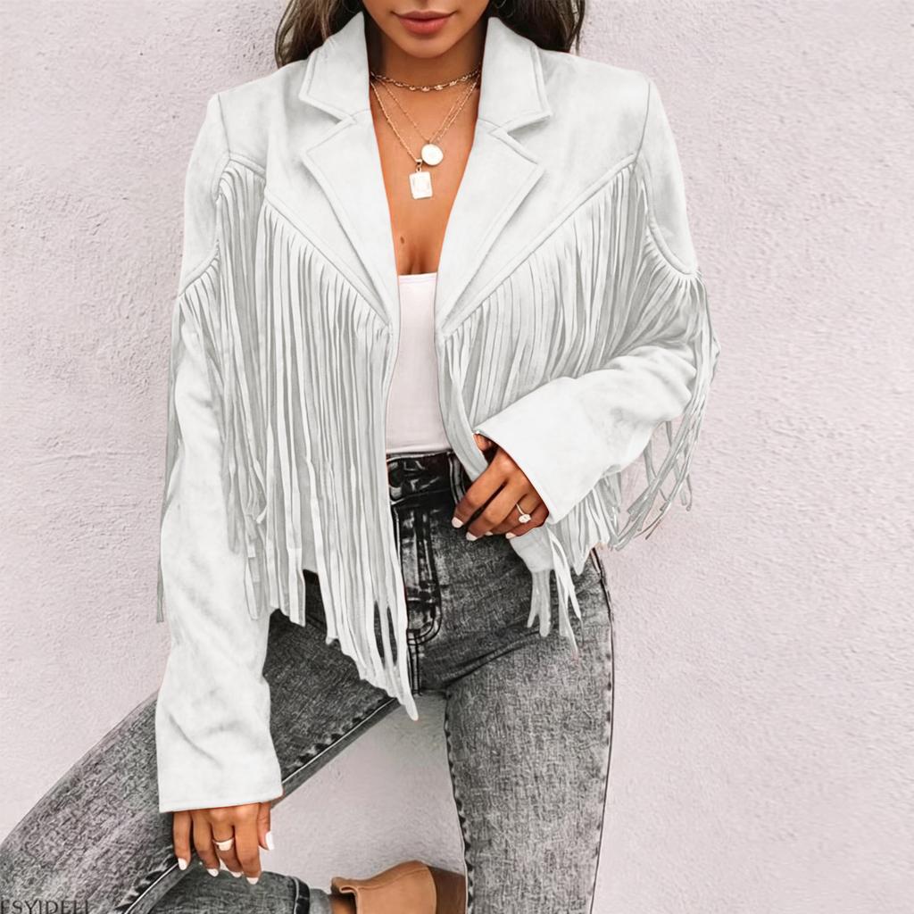 Giacca Casual da Donna a Vestibilità Larga con Manica Lunga Colorata e Revers con Nappe