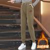 Fleece thickened sweatpants women's autumn and winter high-waisted leggings slim bear embroidered corduroy casual sweatpants