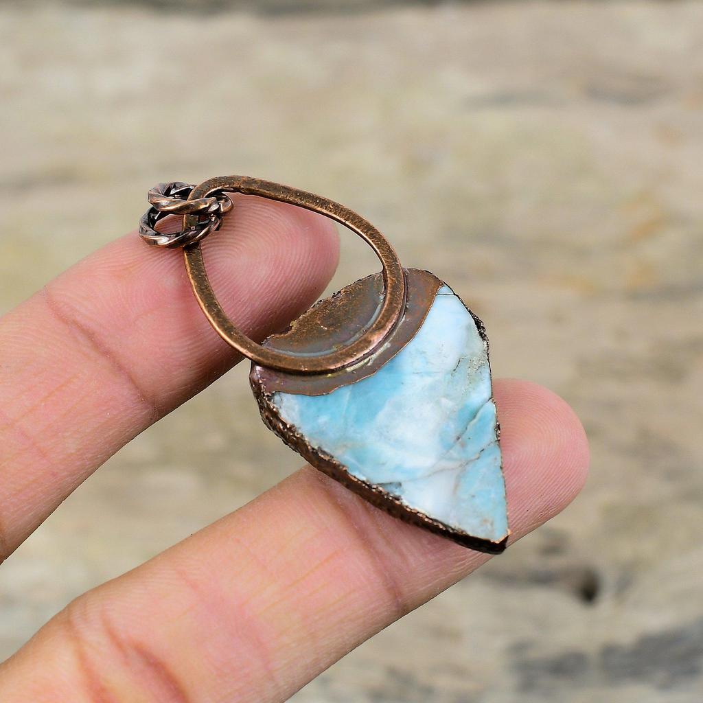 Larimar Pendant Electroformed Copper Pendant Electroformed Jewelry Gemstone Pendant Handmade Pendants Copper Jewelry Special Occasion Gifts