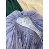 Retro Style Fashionable Pleated Drooping Slimming High Waist A- Line Skirt High-Grade Glossy Pearlescent Chiffon Pleated Skirt