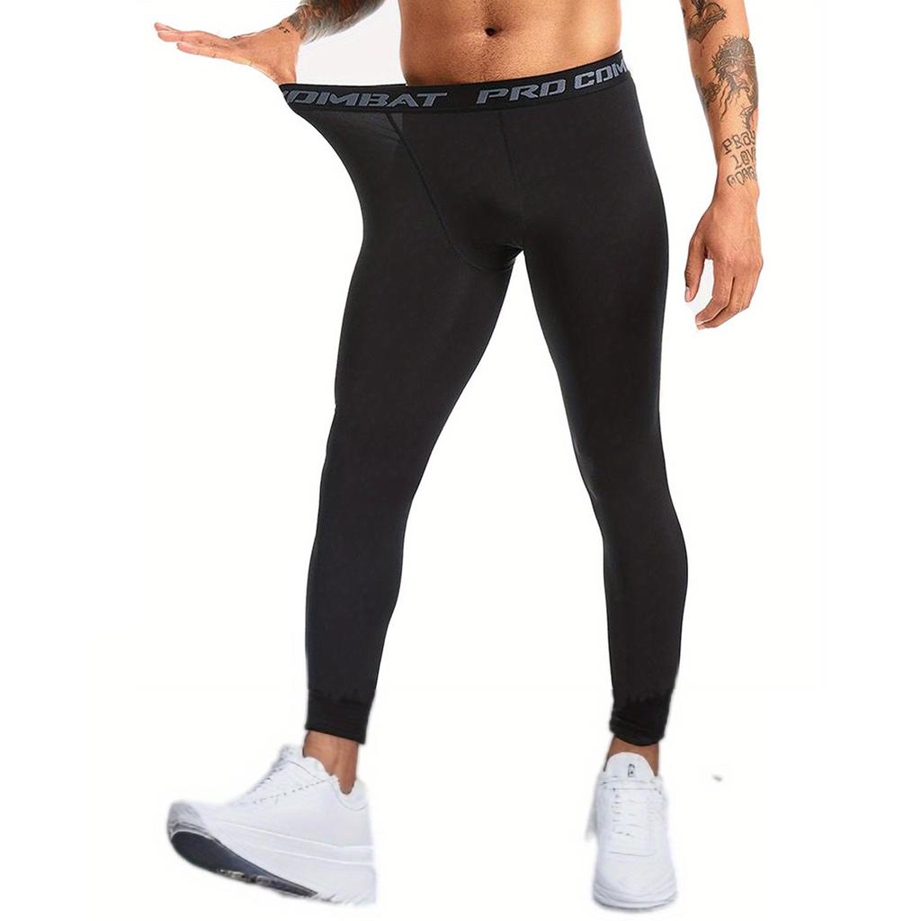 Pantaloni da yoga da uomo a tinta unita ad asciugatura rapida, leggings snellenti, pantaloni a compressione, strati di base, leggings attillati da yoga
