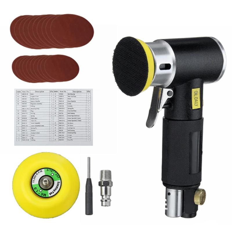 Orbit Air Sander Mini Pneumatic 1"/2"/3" Grinding Machine set for Car Polishing High Speed Air Powered Polisher air tool