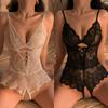 Sexy Lingerie Women Open Bra Crotchless Teddies Bodysuits Y2k Costumes Lace Up Hollow Babydoll Dress Erotic Bodycon Catsuits