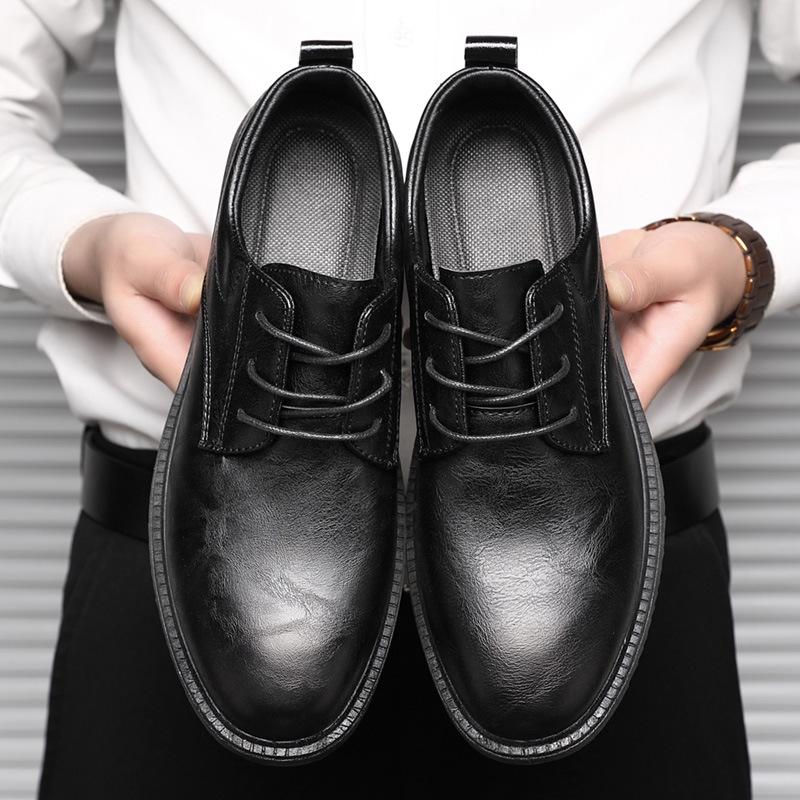 Kožené boty pánské společenské ležérní s měkkou podrážkou pánské boty britský oblek teenageři práce malé kožené boty pánské