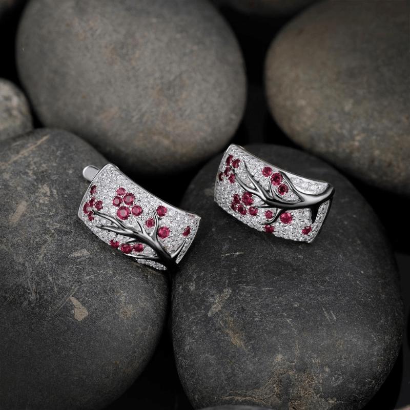 Изящные серьги с нежными цветами, полностью инкрустированные цирконами, серьги в виде ветки цветущей сливы, свадебные женские ювелирные серьги