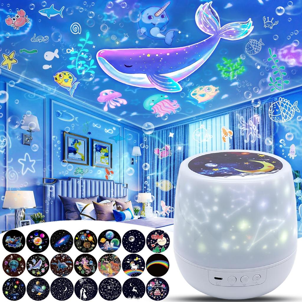 Planetarium with 21 Projection Films for Home Popular and Authentic for Features Solar Moon Sea Night Bedside Nursing Color Brightness Gift Use, Kids,