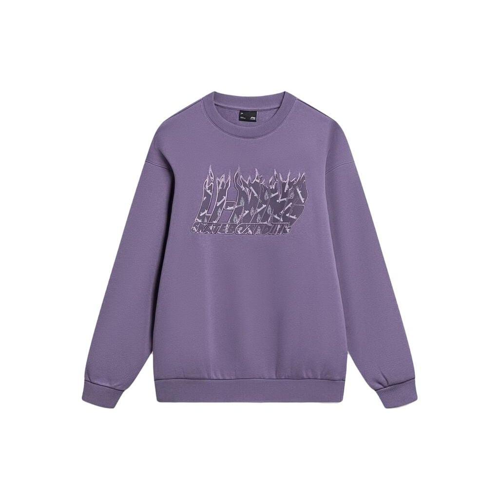 Li Ning Phil Hackett Collaboration Collection, Patterned Print Fleece Lined Crew Neck Pullover Long Sleeved Sweatshirt AWDT949-2