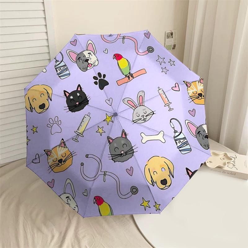 

1PC Pet Animal Umbrella-8-Rib Reinforced Portable Folding Travel Suitable for All Seasons Outdoor Daily Use Is an Ideal Choice -F324