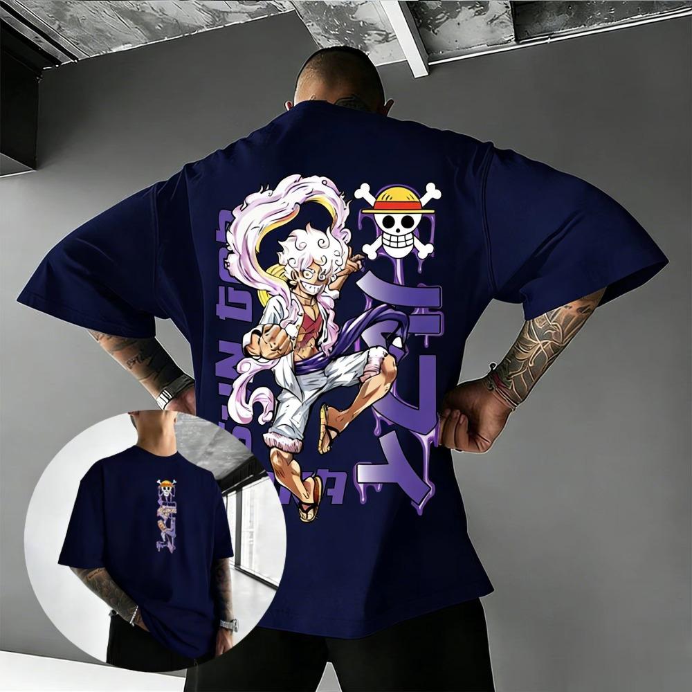 Plus Size One Piece Anime Printed Summer Men and Women Tshirt Casual Parent Child Top Fashion Y2K Harajuku Style Street Wear