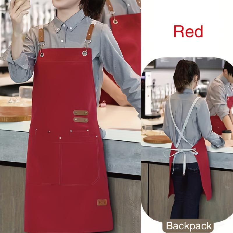 

Многофункциональный холщовый фартук для ресторана высокого класса с несколькими карманами, идеально подходящий для кафе, ресторанов и модной поясной рабочей одежды красный