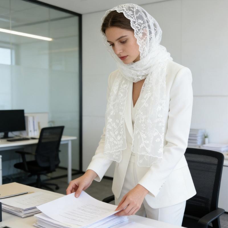 Elegant Lace Edge Scarf Comfortable Head Cover Strong Polyester For Spiritual Moment Or Travel