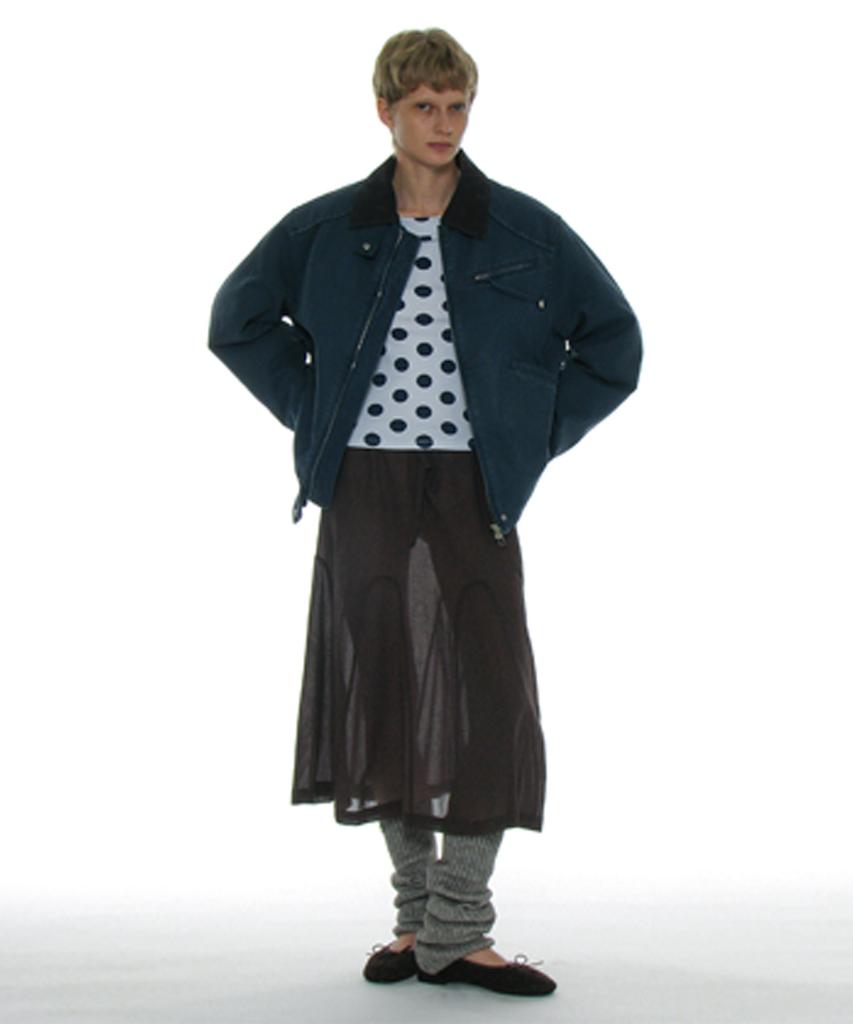 Partimento Woman Sheer Gored Midi Skirt_Charcoal