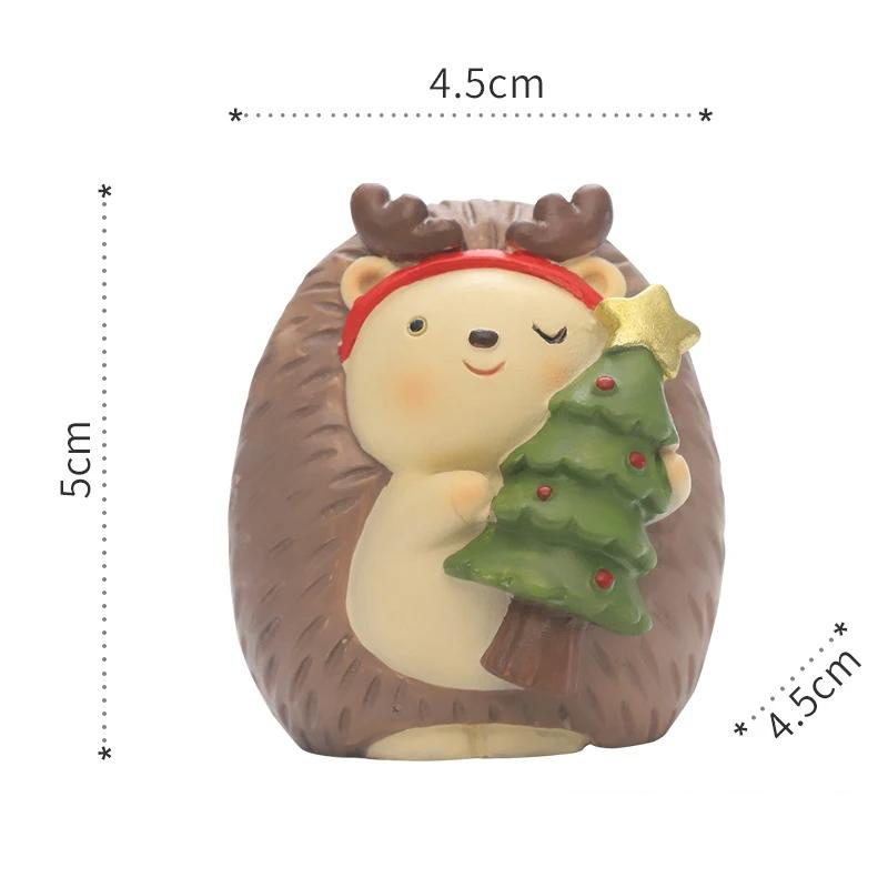 Weihnachtsdekoration Figuren Cartoon Corgi Elch Igel Niedliche Miniatur-Ornamente für Schreibtisch Party Festival Heimdeko
