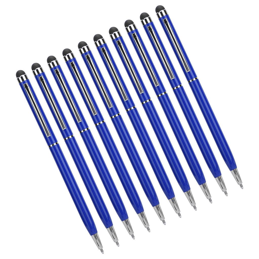 10 Adet Kalem 2'si 1 Arada Kapasitif Dokunmatik Ekran Tükenmez Kalemler Metal Bilgisayar AksesuarlarıMavi