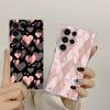 Gold Pink Rose Glitter Hearts Phone Case For Samsung S24 S23 Ultra S22 S20 Plus S21 FE Clear Cases Cover Galaxy S24Ultra Fundas