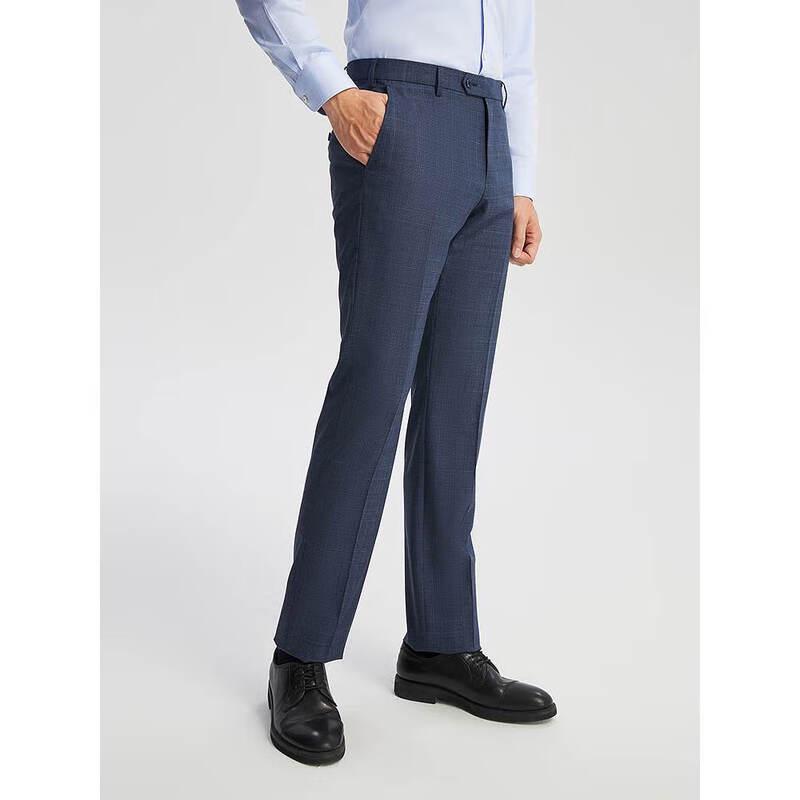 Youngor Men s Blue-Gray Plaid Wrinkle-Resistant Suit Pants 175/86A