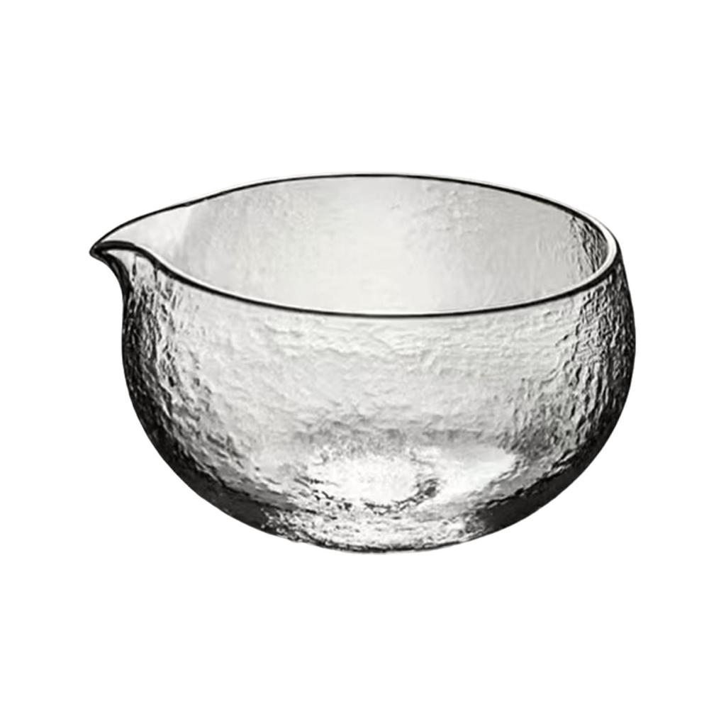 Glass Hammered Matcha Bowl Tea Set Japanese Style Tea Ceremony Cup with Spout for Whisking Matcha Beginner Tea Accessories