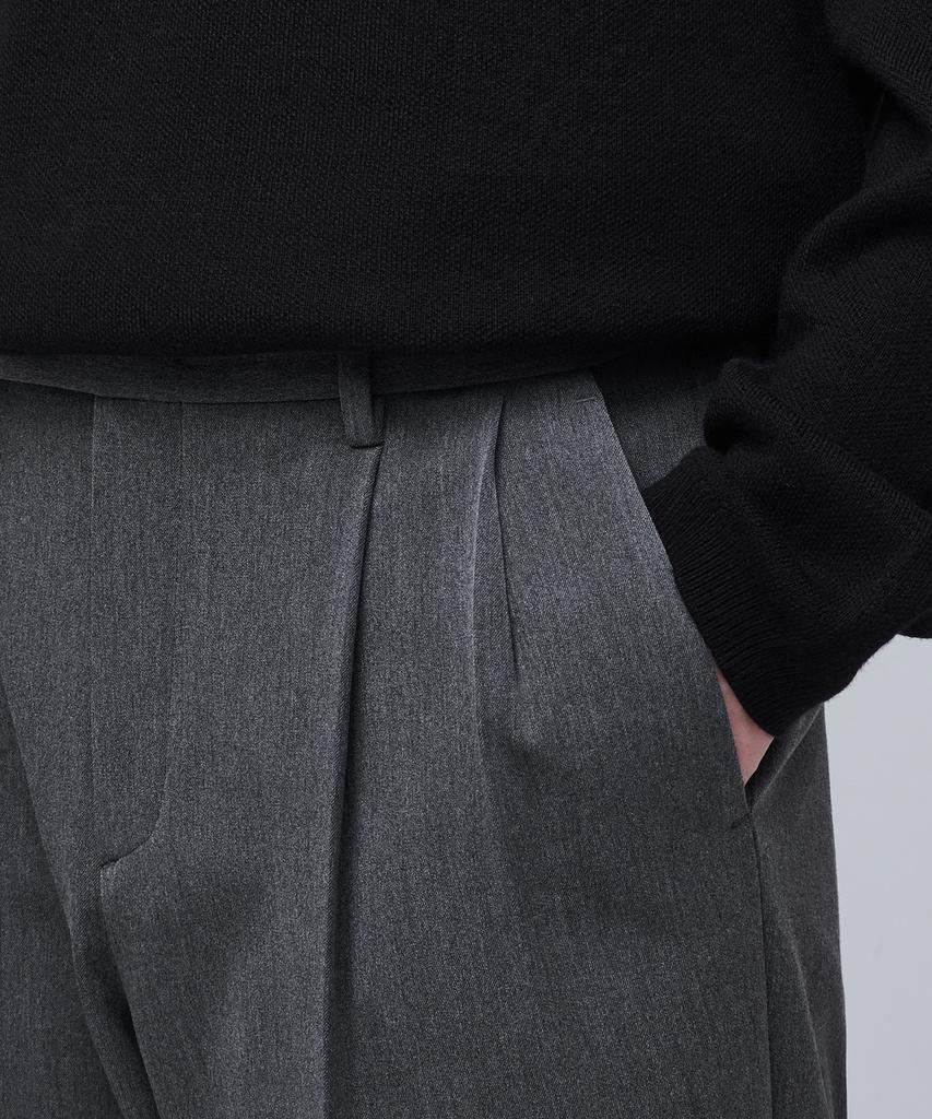 Musinsa Standard Heavyweight Fleece-Lined Real Wide Hidden Elastic Waist Slacks [Medium Gray]