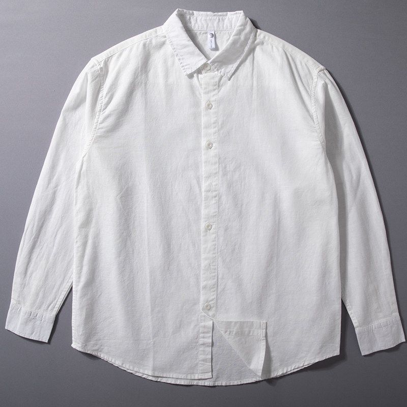 Men s Linen Long sleeve Shirts Breathable Linen Men s Clothing Top Spring and Autumn Japan fashion Casual Loose Cotton Linen Fabric Shirt White 3XL