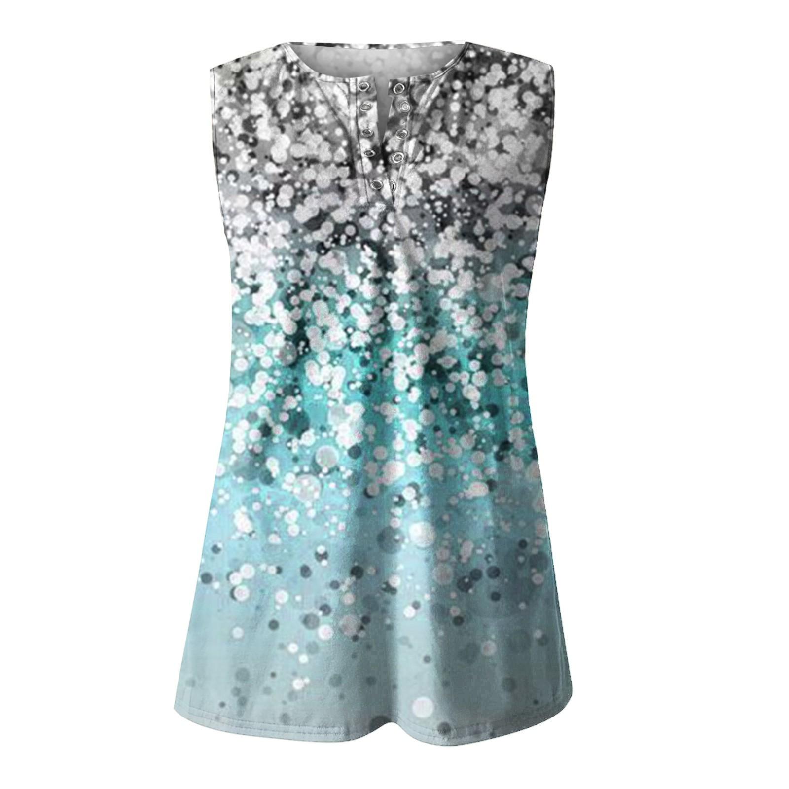 

(SU)Women s Summer Fashion Flowers Print Pattern Sleeveless T-shirt Tank Top