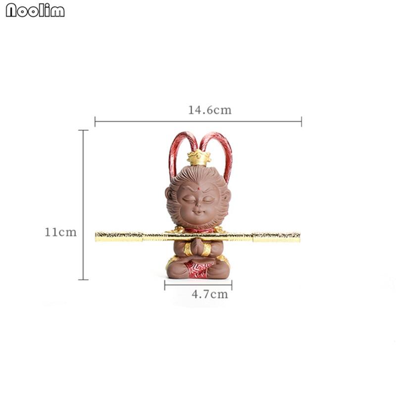Lilla leire Monkey King Ornamenter Te Kjæledyr Keramikk Smådyrsfigur Hjem Bildekorasjon Håndverk