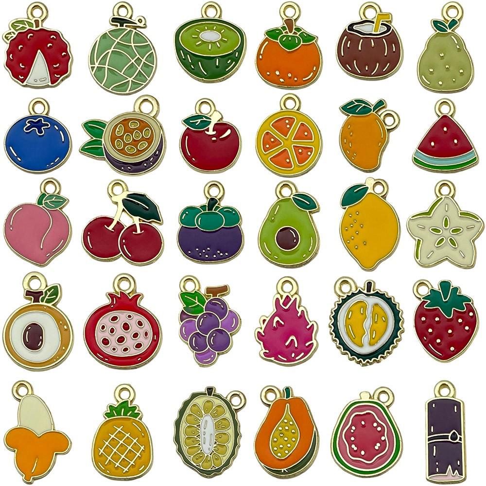 30 Colorful Fruit Enamel Pendants for DIY Jewelry - Apples, Watermelons, Cherries