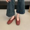 25 New French Retro Style Woven Square Head Loafers Women's Shallow Mouth Versatile Flat Bottom One Pedal Grandma Shoes