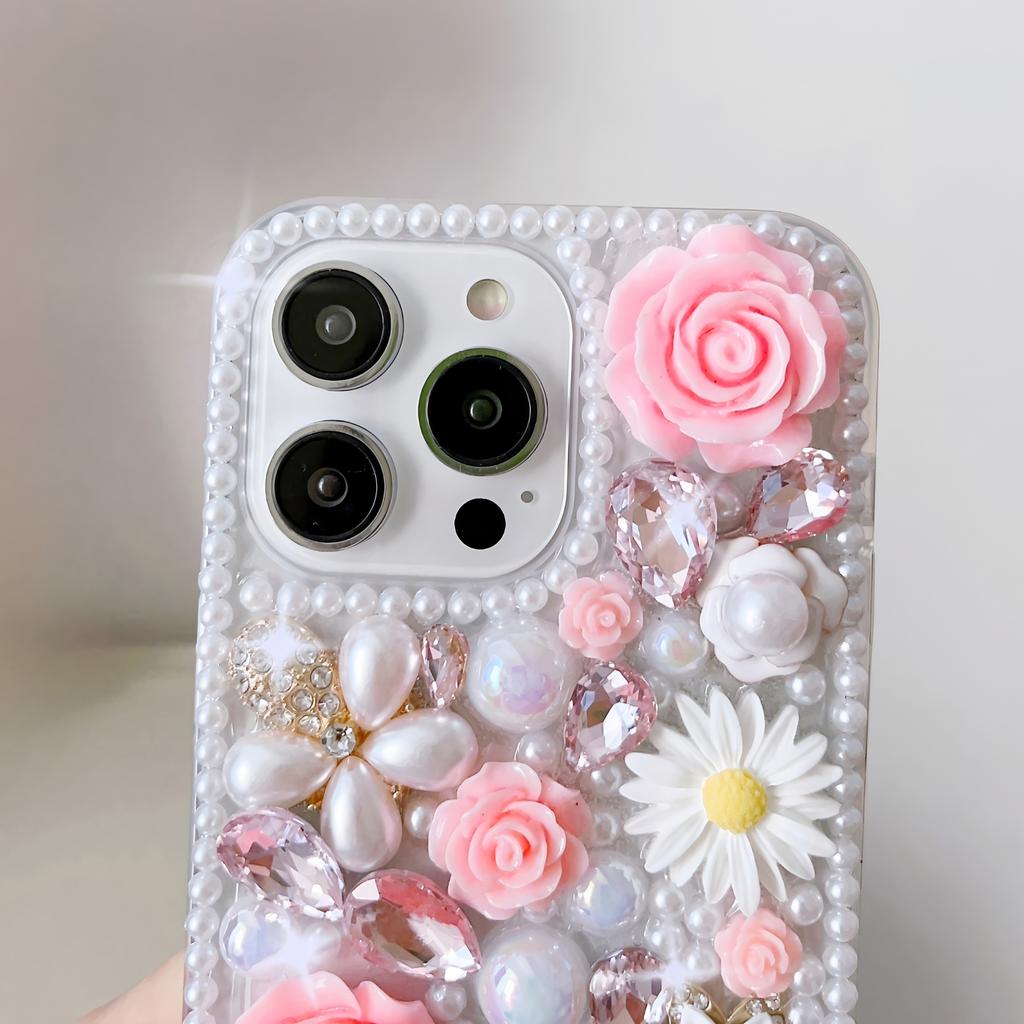Luxury 3D Floral Phone Case For XiaoMi 15 Ultra 14 Pro 14T 14A Plus 13 Lite 13T 12 12T 12S 12X 5G Handmade Pearl Crystal Rhinestone Cover