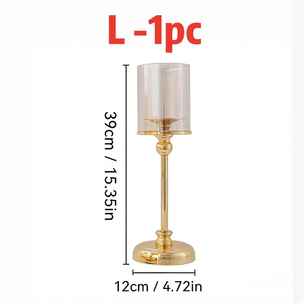 Glass Pillar Candle Holder Set Golden Silver Decorative Candlestick for Wedding Party Table Festival Decor 2026 New Fashion