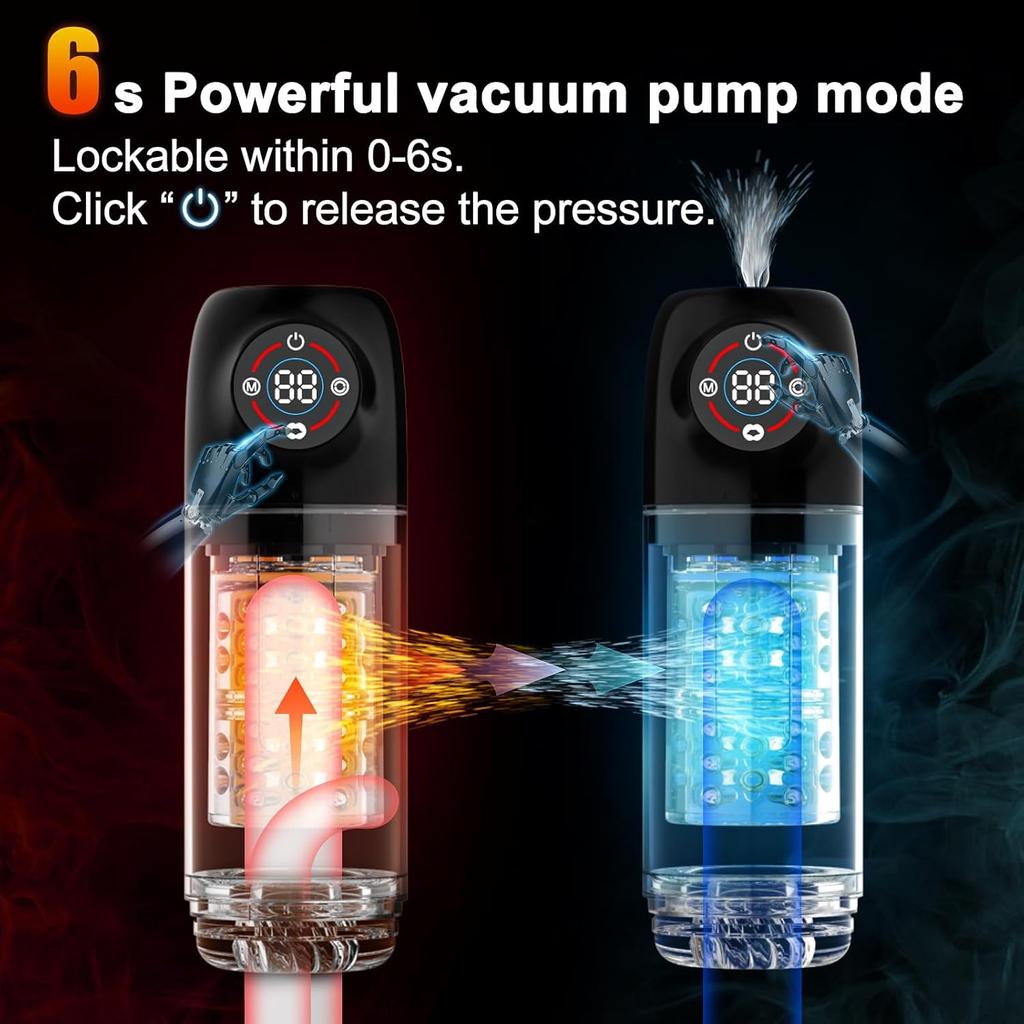 Penis Pumps Male Sex Toys Male Sex Toys with Upgrades 6 Vacuum Pumps 7 Rotating 7 Sucking 7 Licking Pocket Pussy LCD Display Pumps and Enlargers