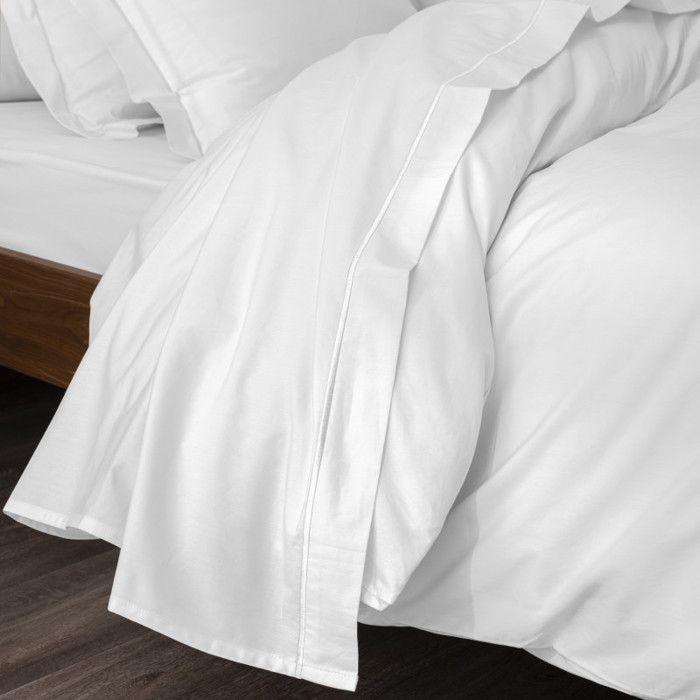 Flat Sheet In Combed Cotton Percale "Julian" All Sizes Pure Cotton - Julian Neige - 240 X 300 Cm for Double Bed