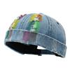 Adjustable Melon Skin Cap Distressed Denim Beanie Fashion Docker Cap  Women