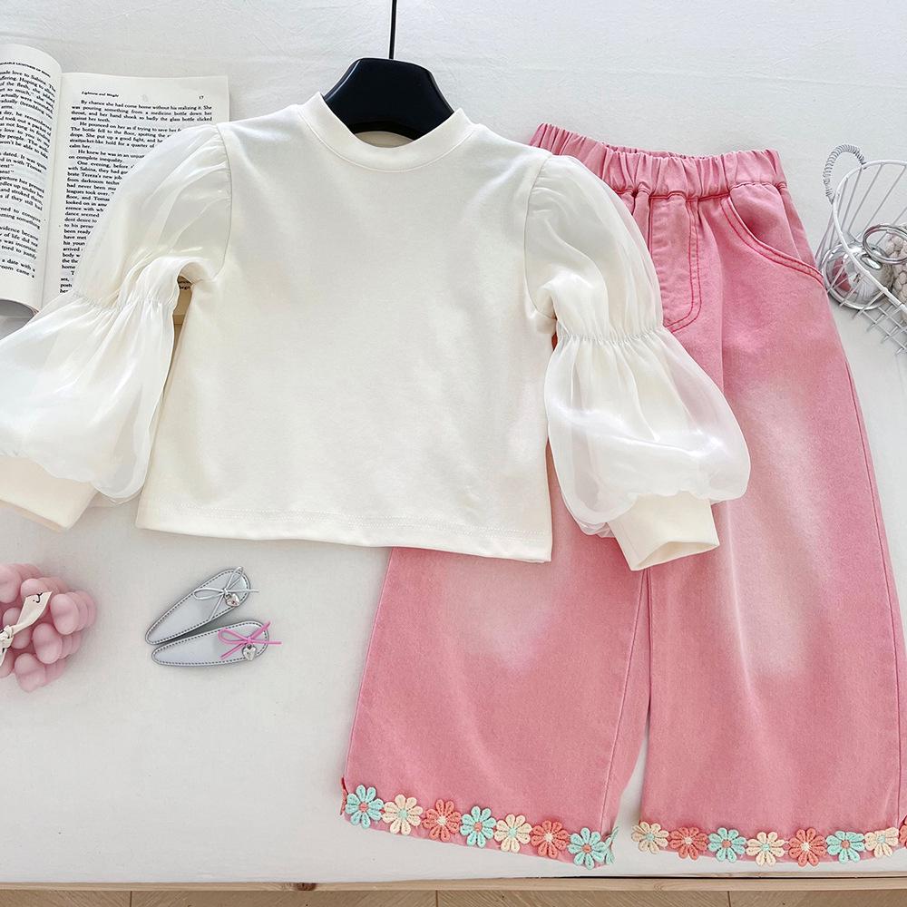 2025 Baby Girl Autumn Fashion: Sleeveless Denim Jacket and Elastic Pants Set