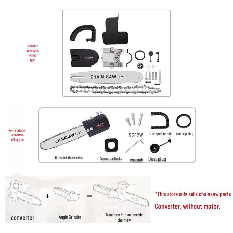 **Electric Chainsaw Attachment for Angle Grinders – Auto-Oiling Wood Splitting & Polishing Tool**