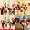 Manchons pour bouteilles de vin Père Noël et Bonhomme de neige avec design cartoon pour décoration de fête de Noël