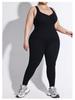 Plus Size Ribbed Backless Jumpsuit: Double Shoulder Strap, Body Shaping, Seamless Hip Lifting Yoga Wear