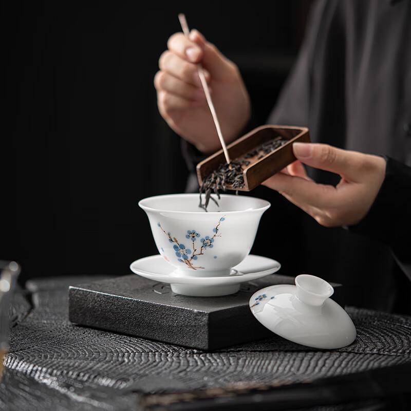 MULTIPOTENT Hand-Painted Plum Blossom Sancai Gaiwan Tea Bowl