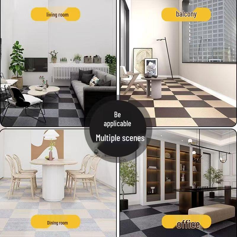 Large Square Patchwork Carpet: Anti-Slip, Self-Adhesive, Waterproof for Office & Bedroom Floors