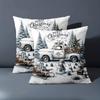 1 Pieces Christmas Snow Truck Rabbit Sled Pillow Covers Polyester Pillowcase, Sofa Decorative Cushion Cov Headboard Pillow